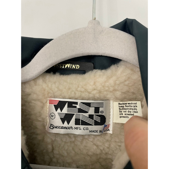 Vintage with Tags! West Wind Navy Blue Sherpa Lined Cuff Sleeve Work Jacket - Picture 2 of 8